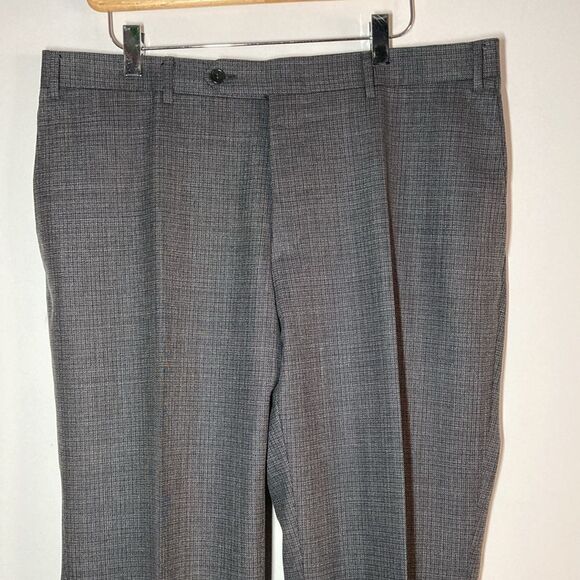 Men’s Canali Pants Slim Fit Gray Patterned Wool Flat Front 36 / 52 Italy - Picture 7 of 15